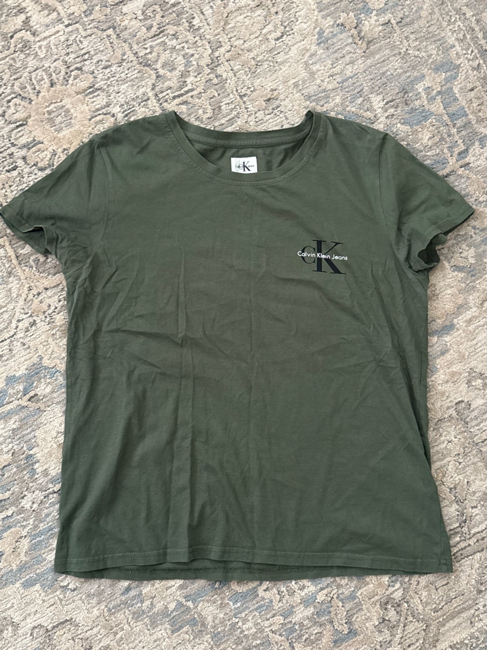 Calvin Klein Olive Green CK Logo Short Sleeve Tee Size Medium